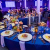 Blue hues covered everything from the menus to decorative textiles to pingpong tabletops.