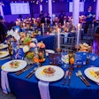 Blue hues covered everything from the menus to decorative textiles to pingpong tabletops.