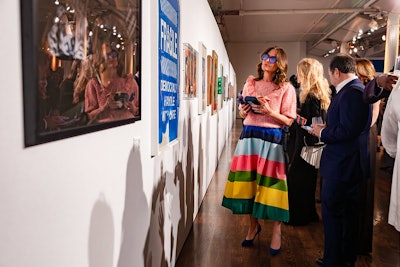 The silent auction included a range of paintings, mixed-media works, and sculptures by 41 contemporary artists including Monira Al Qadiri, Huma Bhabha, and Nina Chanel Abney.