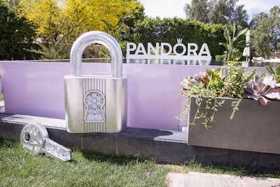 In addition to having a pop-up charm bar, the Pandora Charm House featured oversize charms in the expansive backyard.