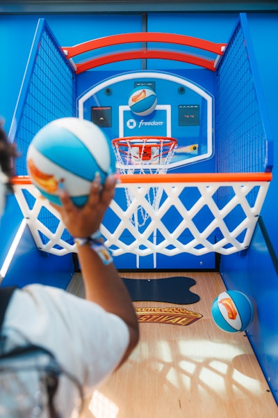 Attendees were able to shoot some hoops at a branded basketball game at the activation.