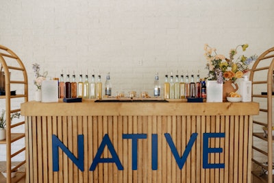 At a branded bar, guests could design mocktails with a coconut water base and mix-ins such as apple slices, berries, and cucumbers. The ingredients were inspired by Native scents.