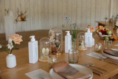Decor at the educational lunch was elegant and minimalistic, designed to highlight ingredients and scents used in Native products.