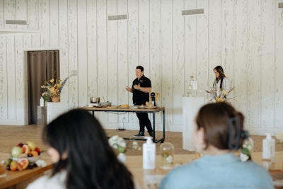 After the hike, guests headed to a “Hello Hydration!” educational lunch designed to highlight the balance between moisture and cleansing. The lunch featured remarks from Grace Winckowski, products research scientist at Native Personal Care, and a pasta-making demo from chef Peter McQuaid.