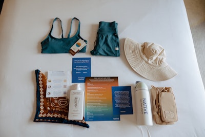 After checking in at CIVANA, guests entered their rooms to find gifts from Native and its partners. The in-room gifting featured customized robes, bandanas, hiking gear, water bottles, and—of course—a sampling of the new body washes.