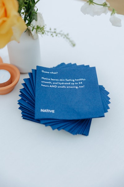 Fun facts about Native products were printed on cocktail napkins used at the welcome reception.