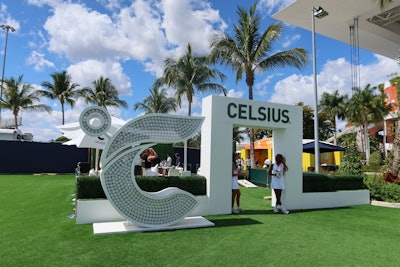 CELSIUS partnered with Sunami Fabrication to design and execute a 50-by-30-foot branded lounge.