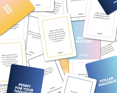 Guests also played with Intuit's specially designed conversation card deck. 'The 'Money Talks' game was created by our Intuit clients, who are always looking for creative ways to make conversations about money feel more approachable,' said Acacia. 'The idea was to create a card deck that helps guide thoughtful, respectful financial discussions among friends, family, or partners.'