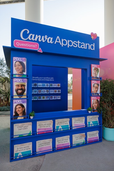 A clever Canva 'Appstand' also spotlighted new Canva apps and integrations.