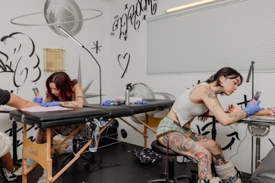 Local LA artists Milla and Kelli offered flash tattoos on site.