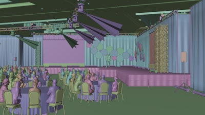 BCD uses a mixture of software as well as in-house tools that Lilley has developed, including lidar-based photogrammetry to scan ballrooms and event spaces to create a highly detailed and accurate map of the actual environment.