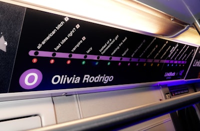 In late 2024, New York's Bowery Street subway station transformed into the “O Line,' a nod to singer Olivia Rodrigo’s hit “Obsessed.' Every element of the subway nodded to Sony’s latest LinkBuds campaign with Rodrigo—including the stop list, which replaced destinations with the track list for GUTS. See more: See Inside Olivia Rodrigo’s Purple-Filled NYC Subway Takeover