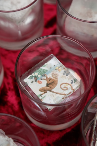 Even ice cubes boasted edible pictures of monkeys. On offer: The Slingon Berry, the Schwarzwald Sting, and the White Negroni, which each highlighted some of the 47 botanicals within the gin.
