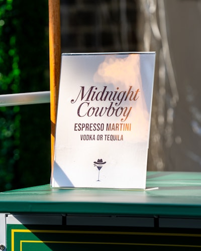 A Midnight Cowboy bar was serving espresso martinis with guests’ choice of vodka or tequila.