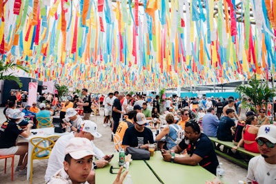 In an effort to bring more shade to campus, various seating areas were decorated with ceiling streamers.