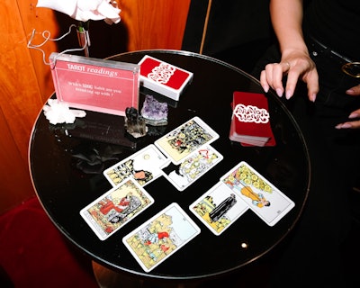 The event featured tarot card readings with a branded deck.