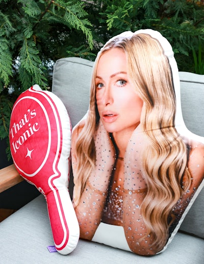 Pillows with Hilton's face and iconic sayings decorated the space.
