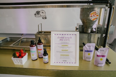 The F&B was inspired by the brand’s products. Doughnuts with strawberry or coconut glaze that were a nod to the glossy shine that The Curl Care Collection provides.