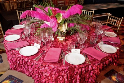 Cowie explained that the table linens were fashioned out of extravagant fabrics that would normally be used for dresses.