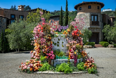 'We knew that a house would give us an opportunity to build out our reality offering through immersive, individual show moments within various rooms and areas where people could mingle, take photos, and create content,' says Candice Ashton, executive vice president of publicity for Disney Entertainment Television. Florals were provided by The Petal Workshop.