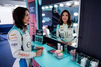 At a branded glam station, visitors could test out the brand's beauty products.
