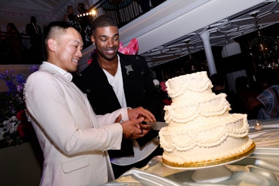 The nuptials came on the 10th anniversary of the Marriage Equality Act—on June 26, 2015, a landmark ruling made it legal for same-sex couples to marry in all 50 states. The event included traditional wedding celebrations with cake, flowers, a Champagne tower, and more. The event also featured remarks from Them’s editor-in-chief Fran Tirado and a performance from Colby.