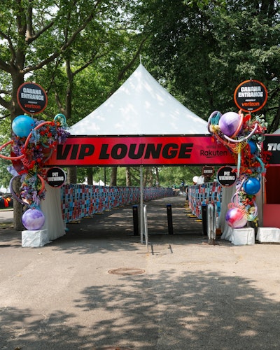 'The VIP entrance was designed in a similar spirit, inspired by the festival’s energy and our own signature approach to immersive design,' Olivia said. 'We used oversize spheres, bright florals, Slinkies, and unexpected materials to capture that sense of joyful chaos. Each element was chosen to bring out the whimsical, larger-than-life vibe that Gov Ball is all about.'