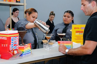 A custom bar from Kahlúa, in partnership with Tony’s Chocolonely, served up a specialty cocktail, The Espresso MarTony, an espresso martini topped with Tony’s chocolate shavings.