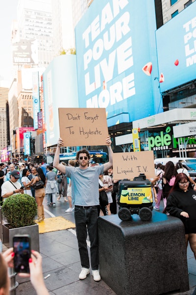 Produced by advertising agency Zambezi, the Times Square takeover was part of the brand’s summer 2025 campaign positioning 4 p.m. as the new “hydration hour' and highlighting the science behind Liquid I.V.’s Hydration Multiplier, which the brand says is clinically proven to provide faster hydration than water alone.