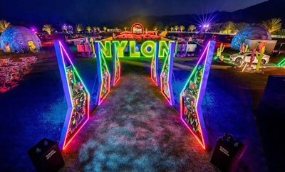BDG—the company behind digital brands like Bustle, NYLON, Elite Daily, and The Zoe Report—hosted the buzzy NYLON House, presented by Samsung Galaxy, during Coachella weekend in 2023. Designed and produced by Event Eleven, the event greeted guests via an interactive tunnel-slash-art installation, designed in collaboration with Media Pollution, that showcased the night-ography features of the then-new Samsung Galaxy S23 Ultra. As guests walked through the tunnel, they saw video footage of themselves shot using the cutting-edge phone camera. See more: Coachella 2023: 40+ Steal-Worthy Event Ideas From the Creativity-Packed Music Festival