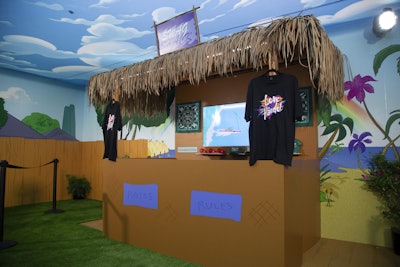 The 'Swag Shack' featured branded tees, bandanas, and hats.