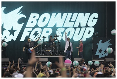 During the music fest, Bowling for Soup—the band behind the show’s theme song and who play versions of themselves in the show as the fictional band Love Händel—performed branded sets.