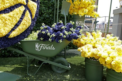 The floral Pacers icon stood seven feet tall by seven feet wide. 'Every floral detail was intentional, with each bloom chosen to reflect the resilience and perseverance of its respective city,' Cobbs explained.