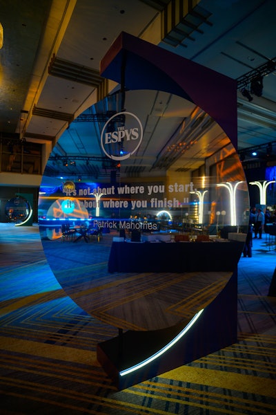 Screens and visuals were layered into the space, including large mirror structures with impactful quotes from popular athletes. 'From honoring athletes changing the world to celebrating the biggest moments in sports, our goal was to build experiences that didn’t just look incredible, but feel unforgettable,' added Crawford.