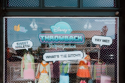 Adorning the windows were playful speech bubbles nodding to famous character catchphrases like London Tipton's 'yay me!' and Kim Possible's 'what's the sitch?'