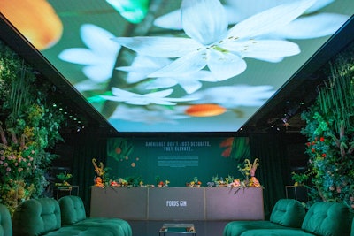 Fords Gin's 'Beyond the Pour' experience spanned a total of 7,378 square feet across four rooms. The final room, 'The Garnish Lounge' (pictured), was the largest, offering guests an array of citrus peels, cinnamon sticks, and even toasted bread to complete their gin cocktail.