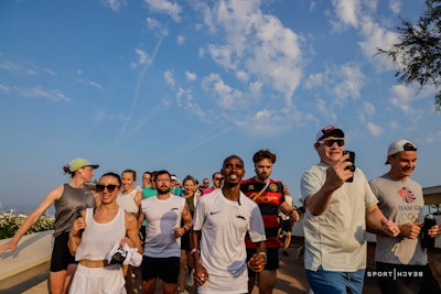 Sport Beach also hosted numerous workout classes, including a run club with Mo Farah. 'Seeing everyone’s reactions to running alongside an Olympic champion is what Sport Beach is all about,' Burrows says.