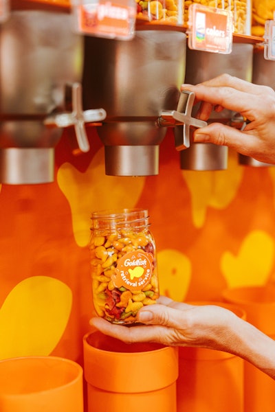 Visitors could mix and match Goldfish flavors in a custom Retrieval Service jar.