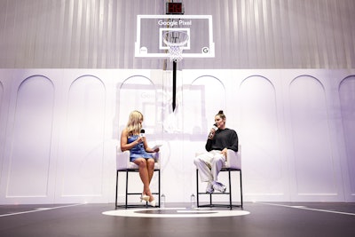 WNBA stars A’ja Wilson and Kelsey Plum (pictured) appeared at the activation for Courtside Chat with Katie Feeney.
