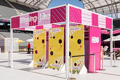 In 2018, HBO celebrated the season three premiere of Insecure with a large, carnival-inspired music festival held at BMO Stadium. HBO worked with Team Epiphany to design and produce the event, which drew 2,000 guests. In addition to high-profile music performances, the day featured on-theme carnival games with cheeky twists that nodded to the show, including this 'friend-zone'-theme cornhole. See more: Why HBO Went Bigger Than Ever for the 'Insecure' Season 3 Premiere
