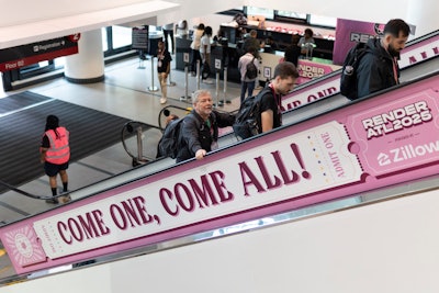 Signage for the event included this whimsical wayfinding meant to resemble old-timey carnival tickets. See more: How RenderATL Is Redefining the Concept of Tech Conferences