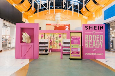 The highlight of SHEIN's first-ever Alberta pop-up: the western-themed Rodeo Ready Beauty Bar that was designed in bright pink and butter yellow, two of the season's trending colors.