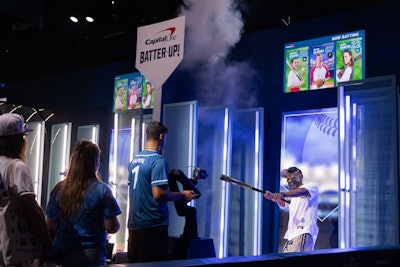 In both the indoor and outdoor sections of the All-Star Village, booths were set up for pitching and batting simulators where fans could test how they measure up against the pros.