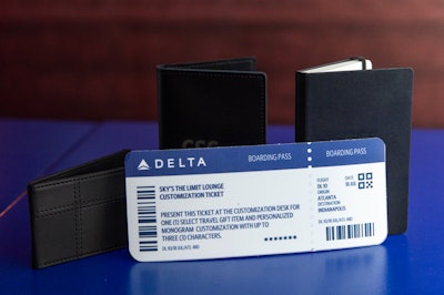 Delta delivered a travel-inspired gifting and custom monogram station.