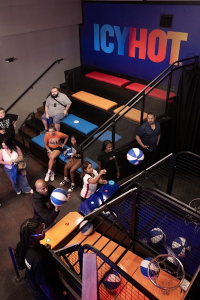 As part of the tapings, Icy Hot hosted a Team Icy vs. Team Hot pop-a-shot competition and transformed the mezzanine with bold branding and exclusive access for select guests.