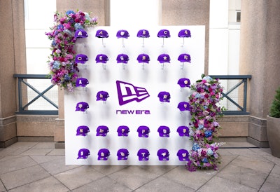 The event's presenting sponsor, New Era Cap, created this stylish hat wall representing the 30 MLB teams (in Sports Power Brunch's signature purple and gold colorways, of course).