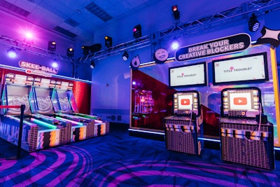 The highlight of the lounge was a fully custom-built 'money chamber' experience designed to educate creators on YouTube's Vertical Live monetization features.